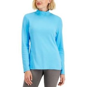 NWT Karen Scott mock neck long sleeve t shirt